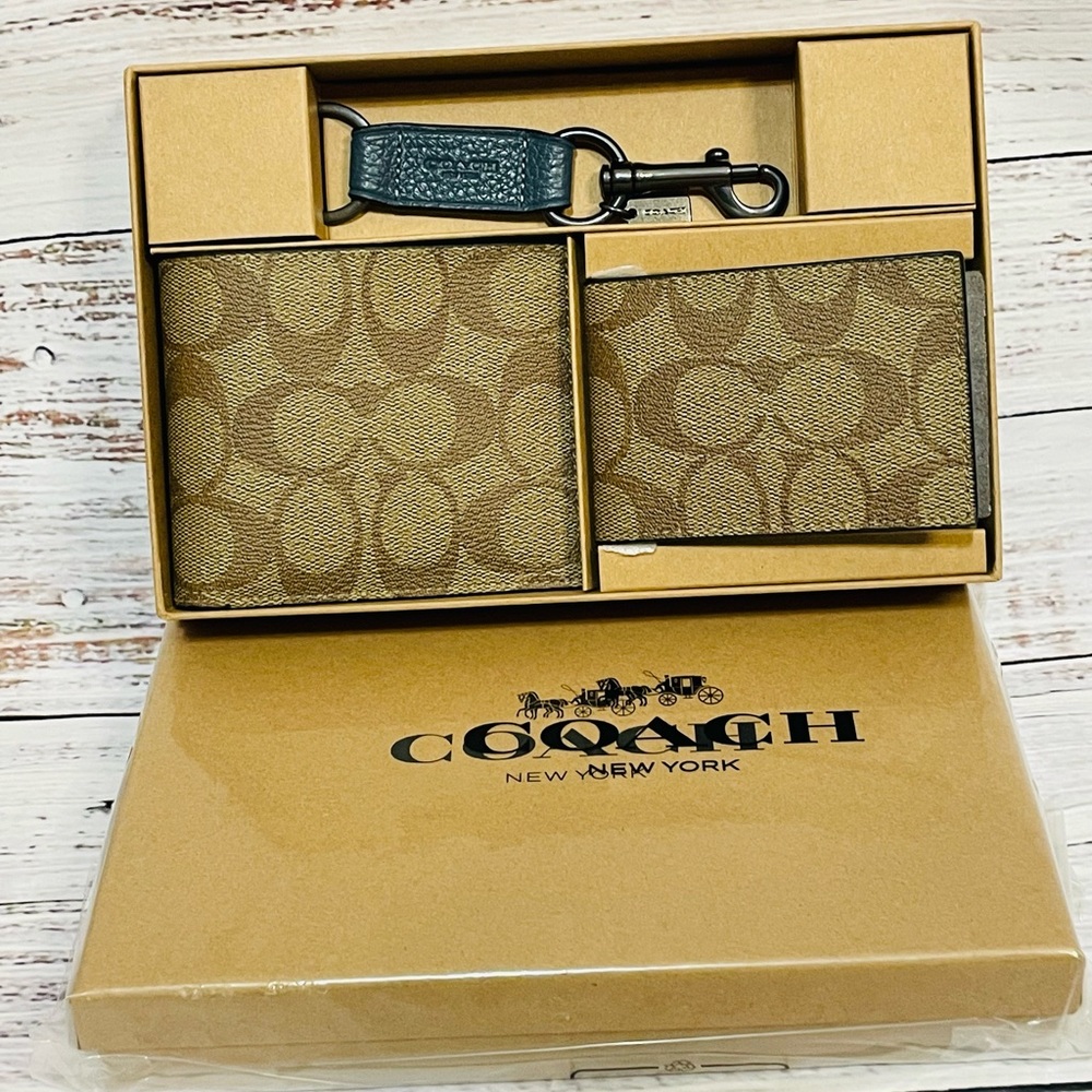 NWT Coach Boxed 3 In 1 Wallet Gift Set In Colorblock Signature Canvas - Picture 4 of 7
